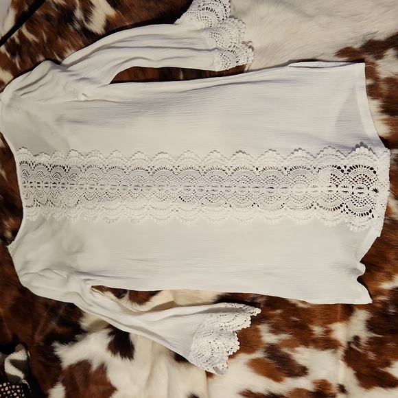 White Coverup with Lace la Vie en Rose Aqua Sz XS - Picture 6 of 6